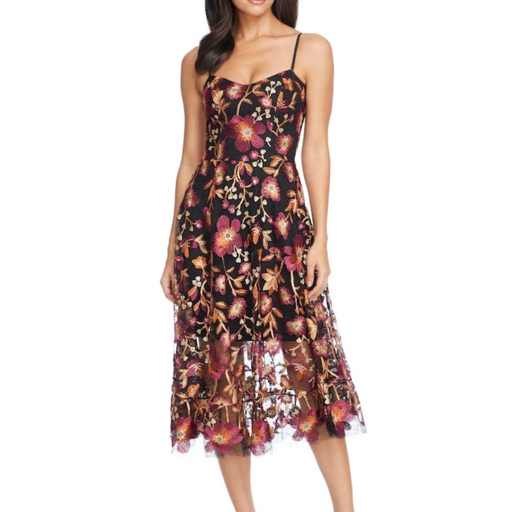 Dress the Population Uma Floral Embroidered Lace Dress